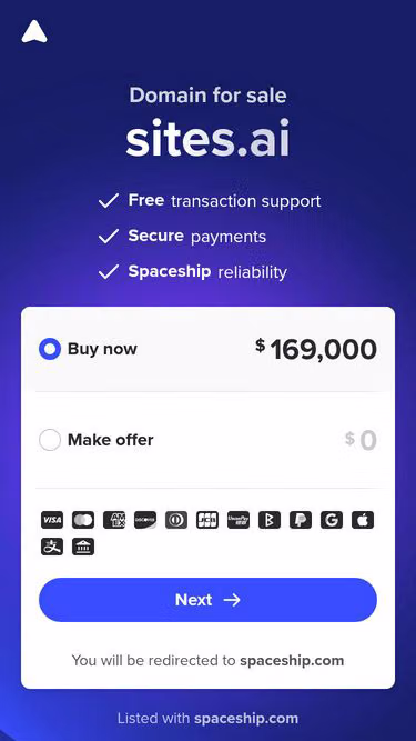 Screenshot of sites.ai