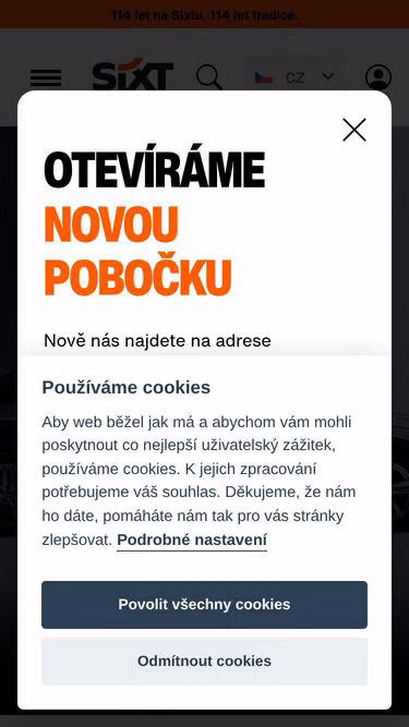Screenshot of sixt.cz