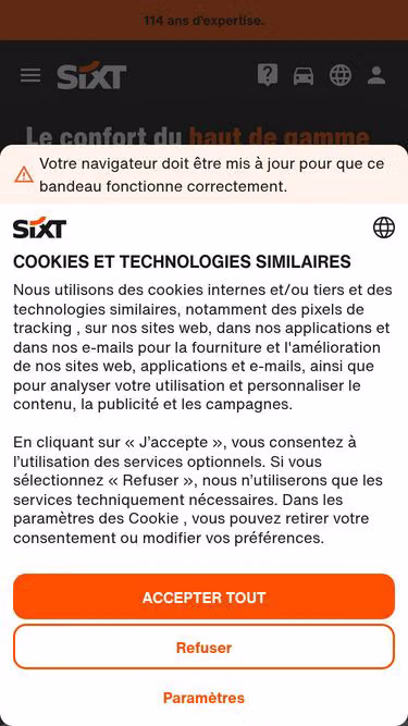 Screenshot of sixt.tn