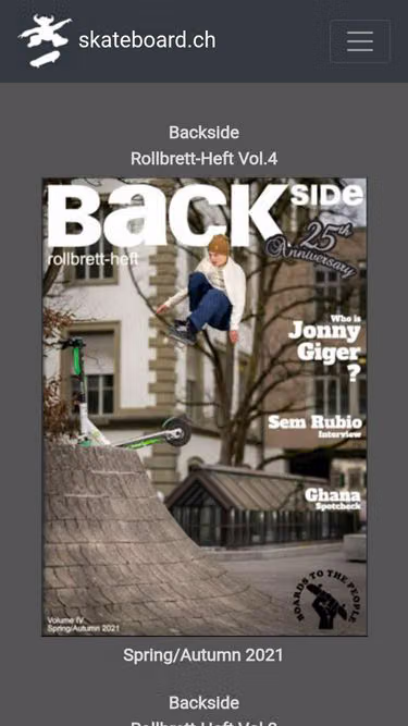 Screenshot of skateboard.ch