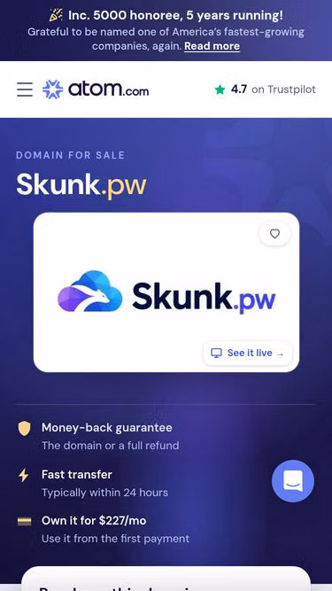 Screenshot of skunk.pw