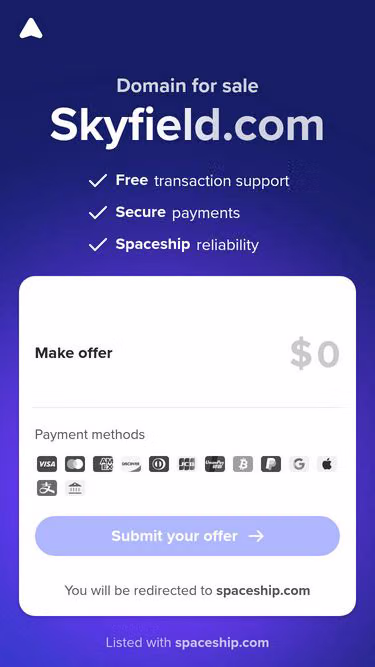 Screenshot of skyfield.com
