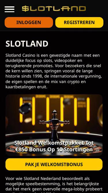 Screenshot of slotland.nl