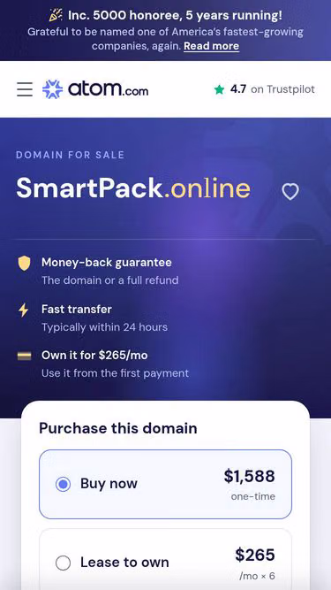 Screenshot of smartpack.online