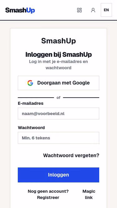 Screenshot of smashup.nl