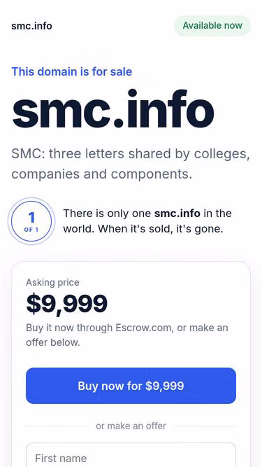 Screenshot of smc.info