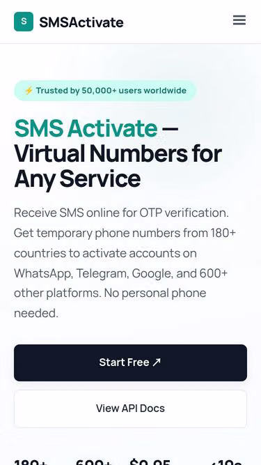 Screenshot of smsactivate.name