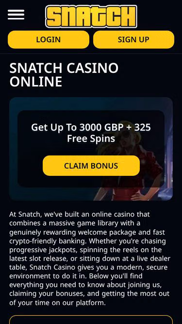 Screenshot of snatchcasino.uk