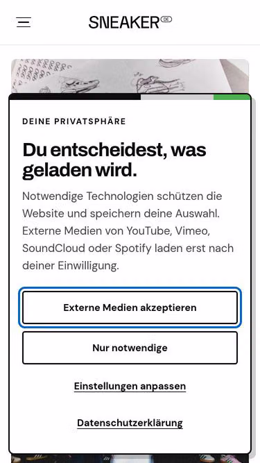 Screenshot of sneaker.de