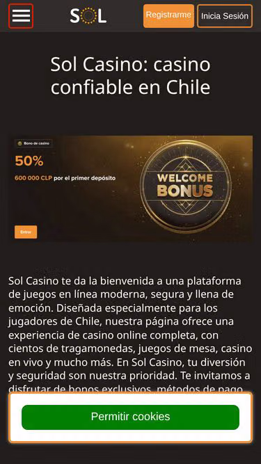 Screenshot of sol-casino.cl
