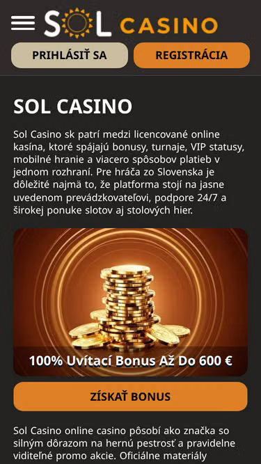 Screenshot of sol-casino.sk