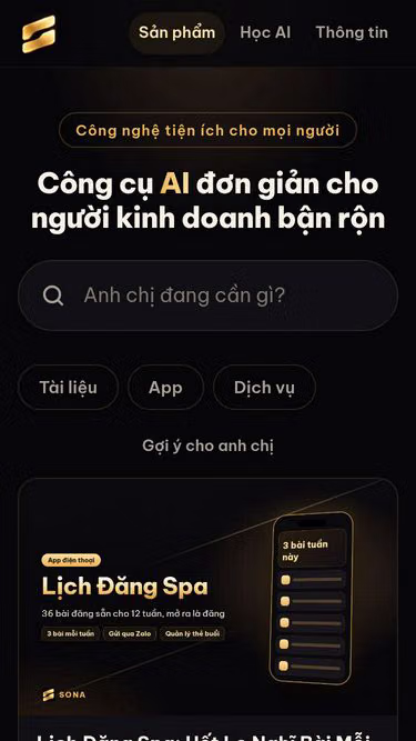 Screenshot of sona.ai.vn