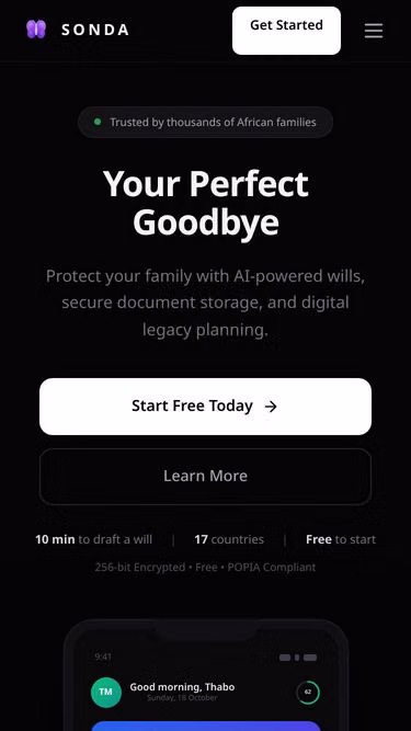 Screenshot of sonda.co.za