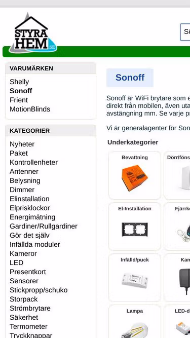 Screenshot of sonoff.se