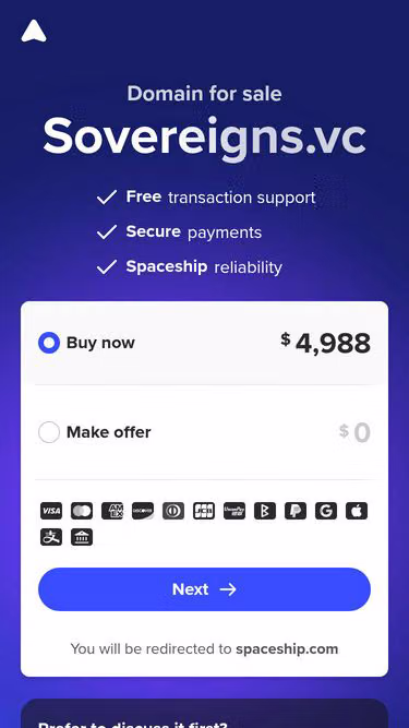 Screenshot of sovereigns.vc