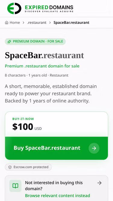 Screenshot of spacebar.restaurant