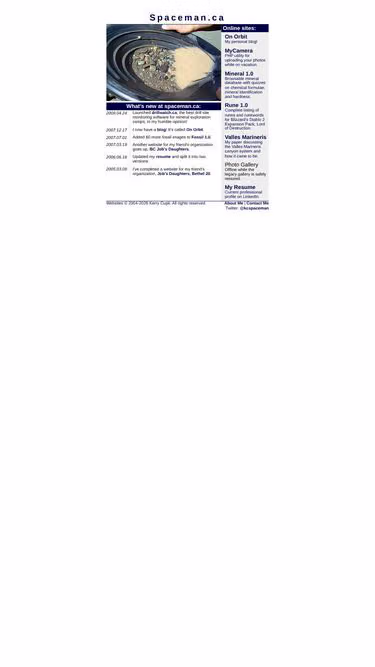 Screenshot of spaceman.ca