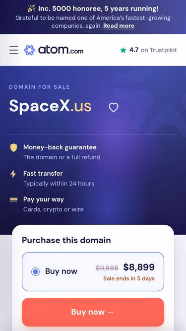 Screenshot of spacex.us