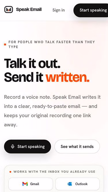 Screenshot of speak.email