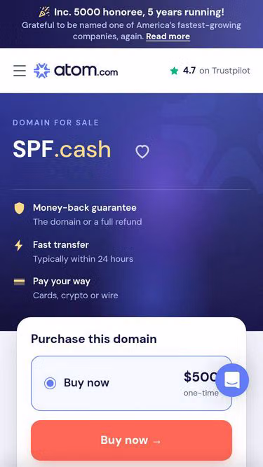 Screenshot of spf.cash