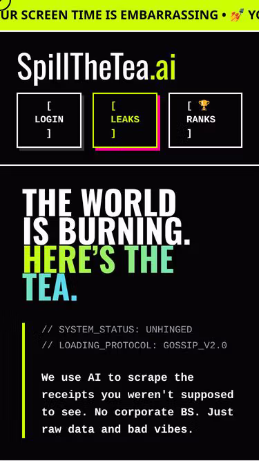Screenshot of spillthetea.rocks