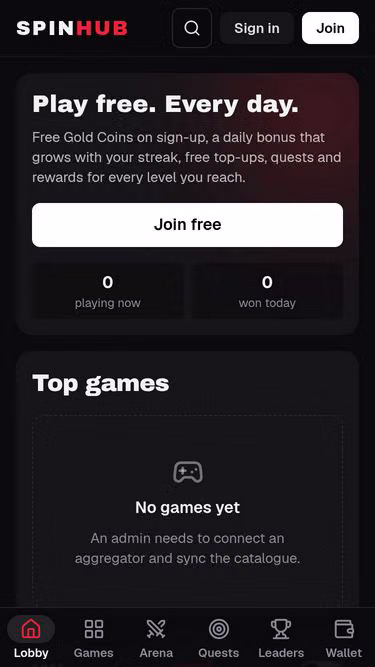 Screenshot of spinhub.fyi