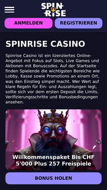 Screenshot of spinrisecasino.io