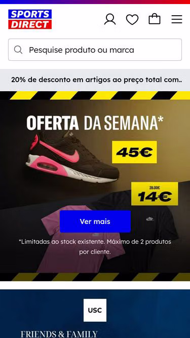 Screenshot of sportsdirect.pt