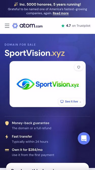 Screenshot of sportvision.xyz
