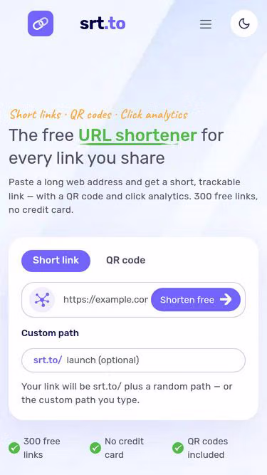 Screenshot of srt.to