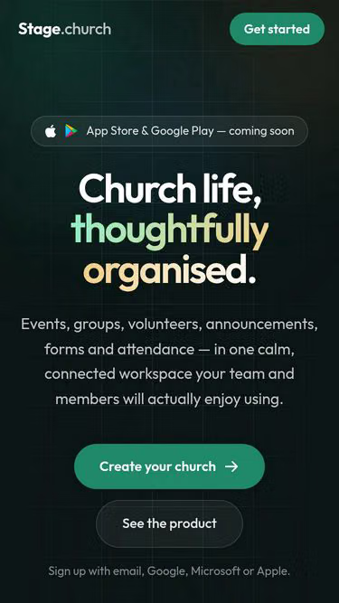 Screenshot of stage.church