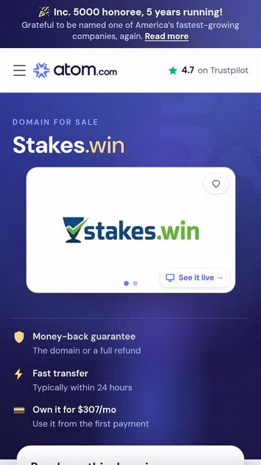 Screenshot of stakes.win
