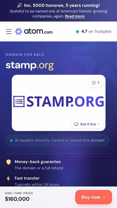 Screenshot of stamp.org