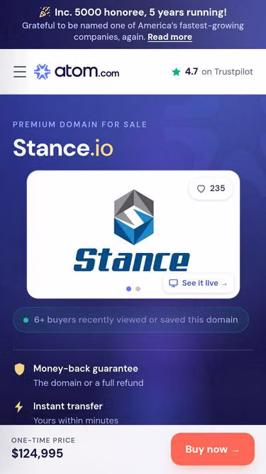 Screenshot of stance.io