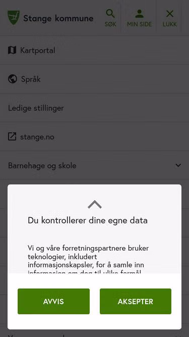 Screenshot of stange.kommune.no