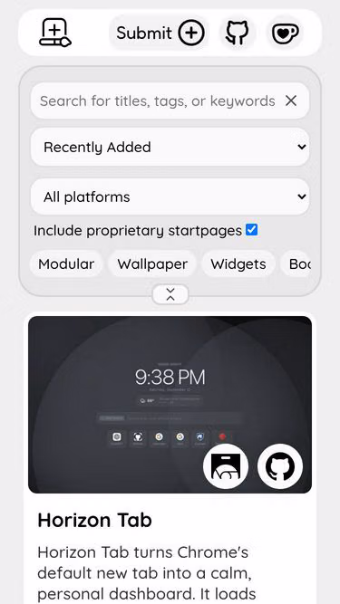 Screenshot of startpage.gallery