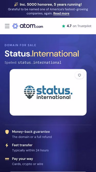 Screenshot of status.international