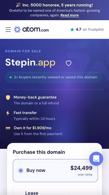 Screenshot of stepin.app