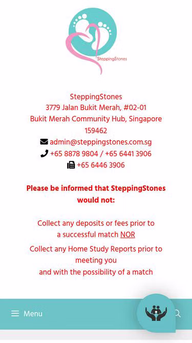Screenshot of steppingstones.com.sg