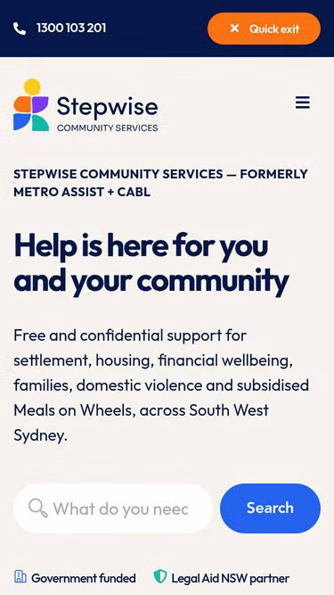 Screenshot of stepwise.org.au