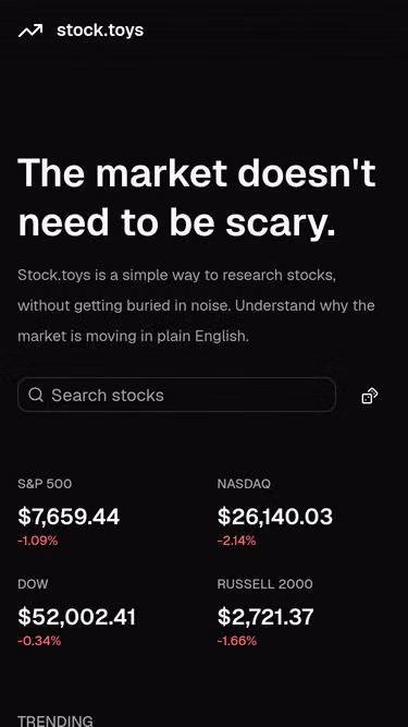 Screenshot of stock.toys