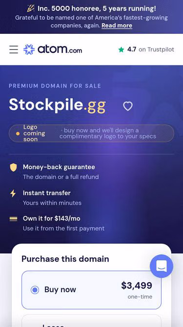 Screenshot of stockpile.gg