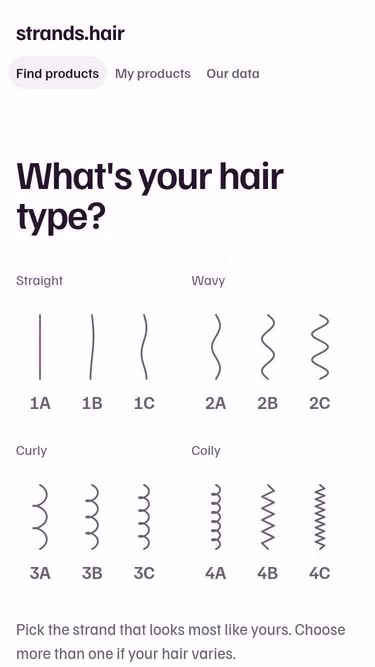 Screenshot of strands.hair