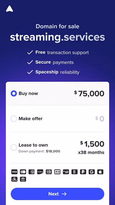Screenshot of streaming.services