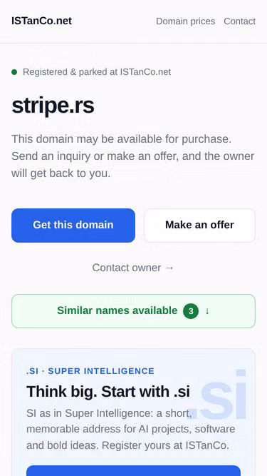 Screenshot of stripe.rs