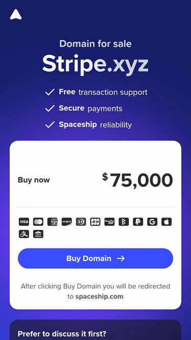 Screenshot of stripe.xyz