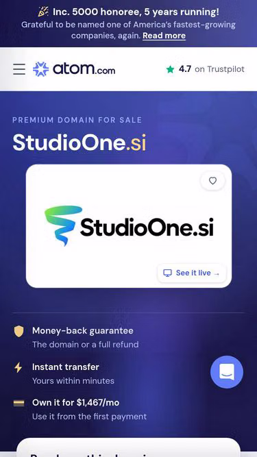 Screenshot of studioone.si