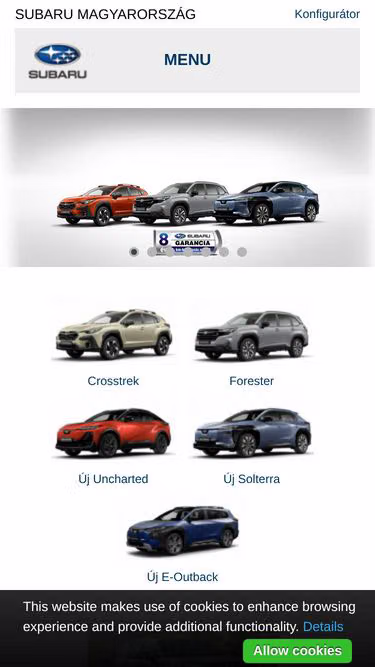 Screenshot of subaru.hu