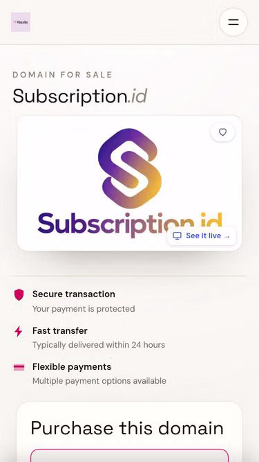 Screenshot of subscription.id