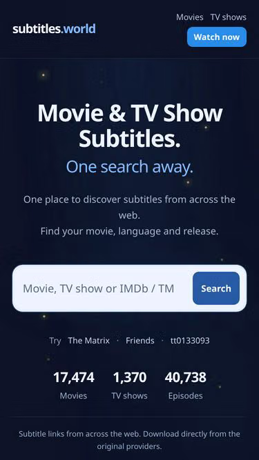 Screenshot of subtitles.world